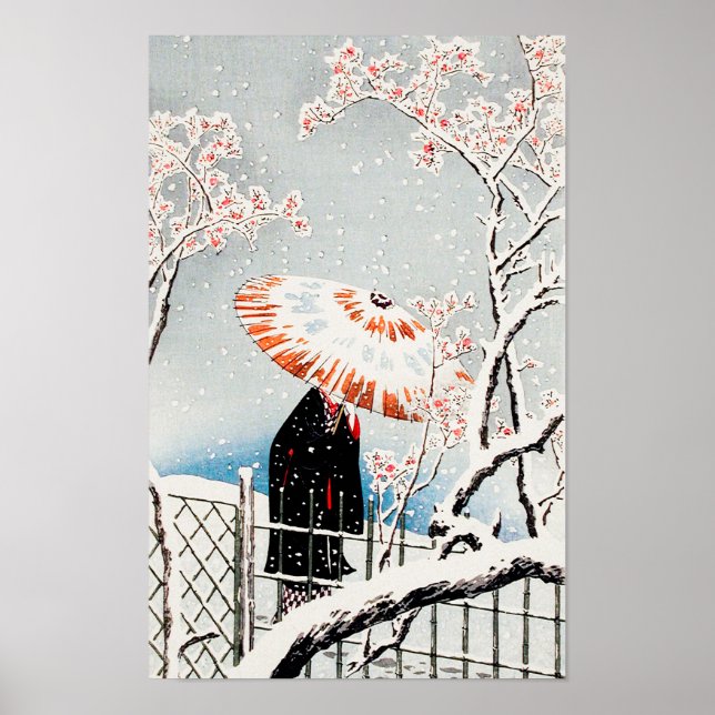 Affiche Plum Tree in Snow par Hiroaki Takahashi (1871-1945 (Devant)