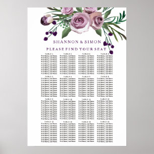Affiche Plum violet romantique Plum Mariage floral