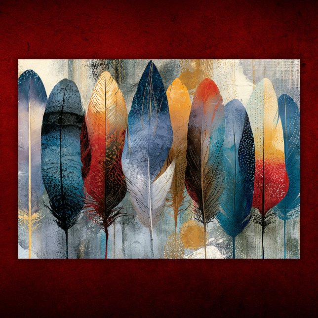 Affiche Plume bohème colorée (Colorful Boho Feather Poster)