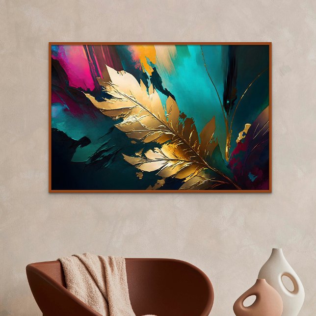 Affiche Plume Dorée – Élégance Abstraite Luxueuse (Gilded Feather – Luxe Abstract Elegance)