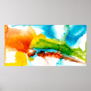 Affiche Plume primaire - aquarelles