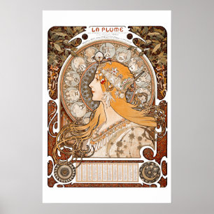 Affiche Plume Zodiac Woman par Alphonse Mucha - Art Nouvea