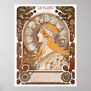 Affiche Plume Zodiac Woman par Alphonse Mucha - Art Nouvea
