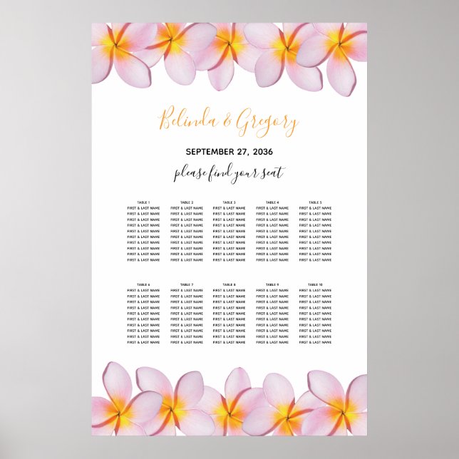 Affiche Plumeria rose Frangipani Mariage (Devant)