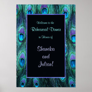 Affiche Plumes de paon Dîner de répétition Imprimer