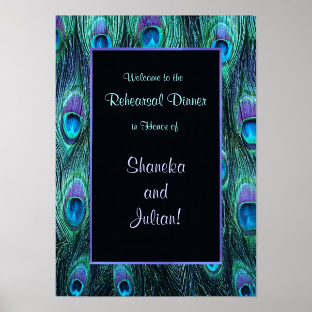 Affiche Plumes de paon Dîner de répétition Imprimer (Devant)