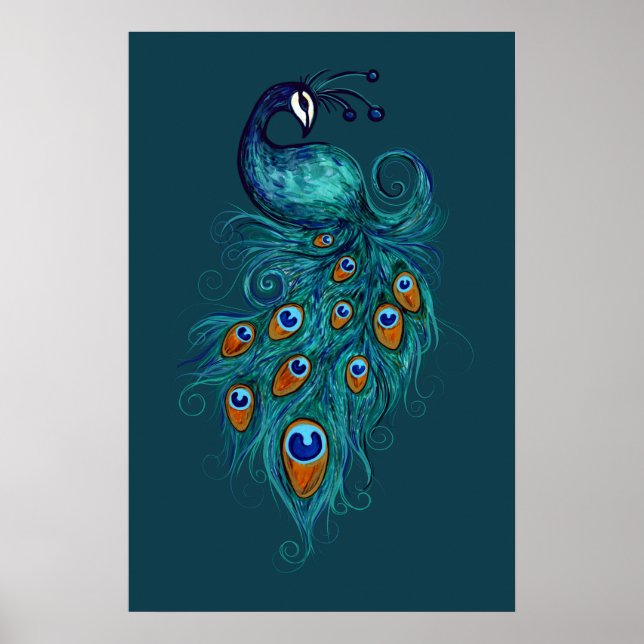 Affiche Plumes de paon Peacocks Turquoises (Devant)