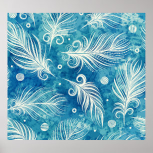 Affiche Plumes dessinées à la main : Motif transparent