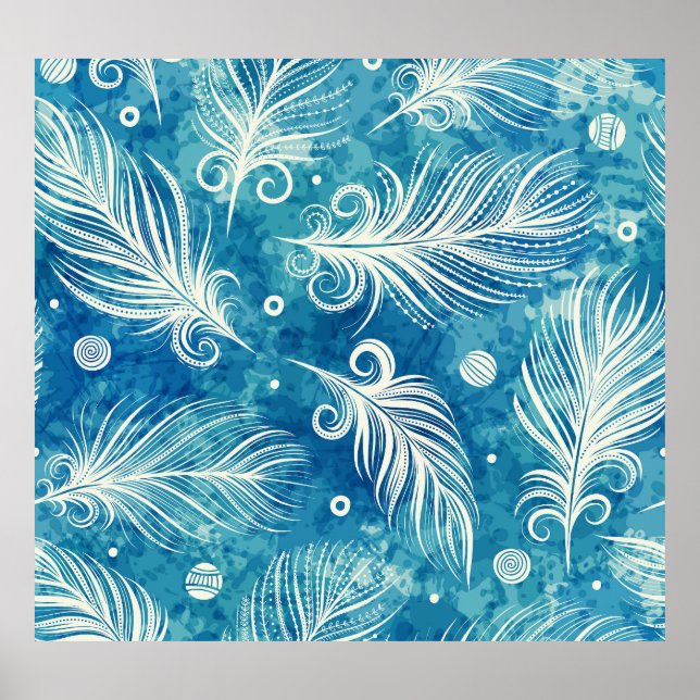 Affiche Plumes dessinées à la main : Motif transparent (Devant)