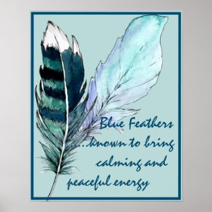 Affiche Plumes et significations bleues