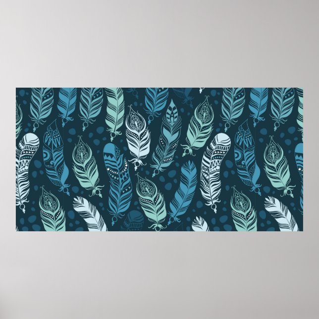 Affiche Plumes ethniques motif transparent (Devant)