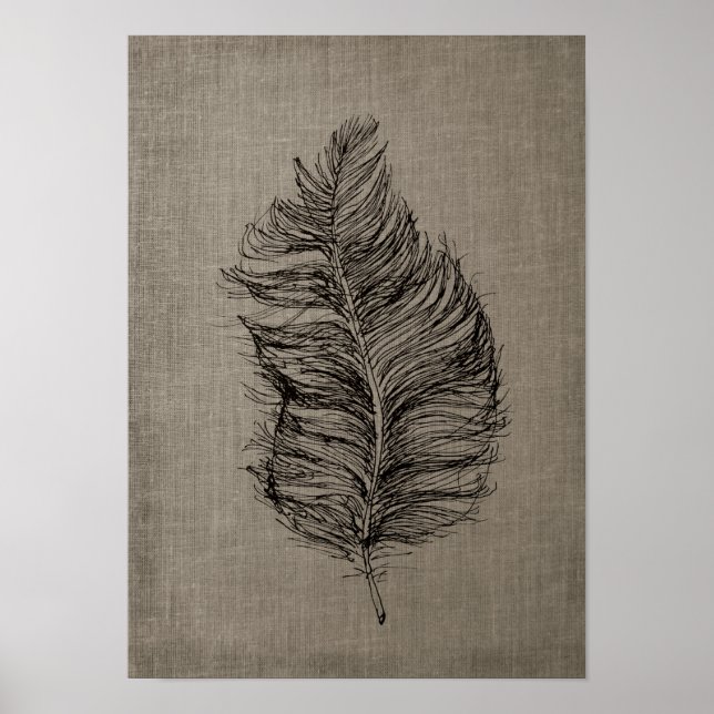 Affiche Plumes n°3 avec Faux Linen Taupe Art (Devant)