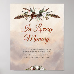 Affiche Plumes rustiques de bois et fleurs florales