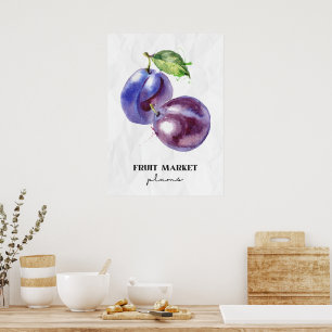 Affiche Plums du marché aux fruits