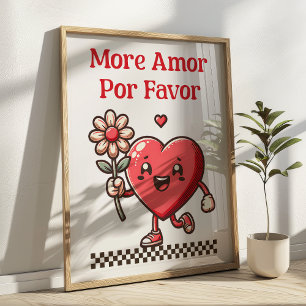 Affiche Plus Amor Por Favoriser Coeur Mascotte Amour Art I
