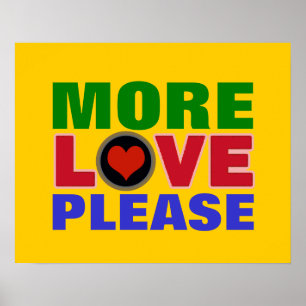 Affiche plus d'amour s'il vous plaît typographie colorée