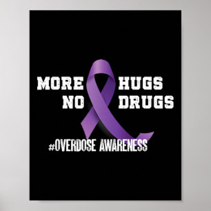Affiche Plus de câlins, pas de drogues, ruban violet, sens