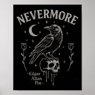 Affiche Plus de crâne corbeau Art, gothique Edgar Allan Po