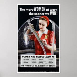 Affiche Plus De Femmes Au Travail Plus Tôt Nous Gagnerons