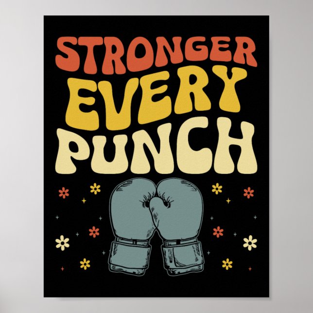 Affiche Plus Fort À Chaque Coup Kickboxing Kickbox Kickbox (Devant)