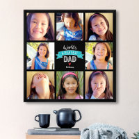 Plus grand papa du monde 8 Photo Collage Turquoise