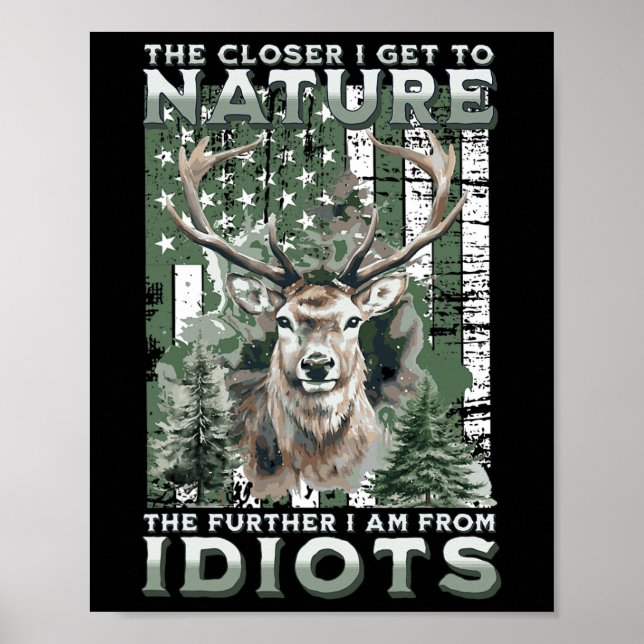 Affiche Plus Je Me Rapproche De La Nature Chasse Randonnée (Devant)