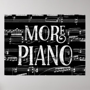 Affiche Plus Piano Chalkboard - Black White Music