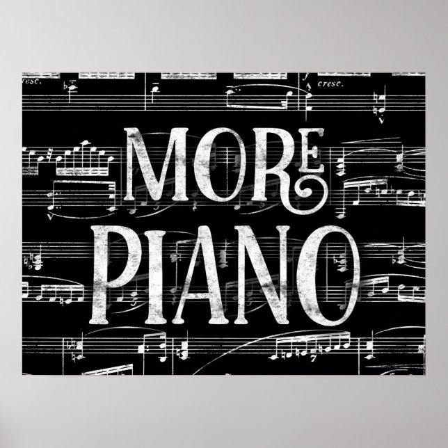 Affiche Plus Piano Chalkboard - Black White Music (Devant)