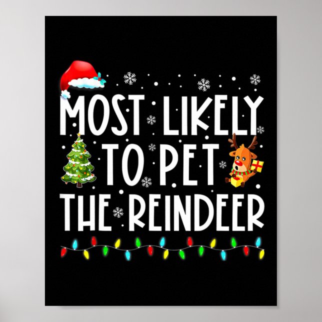 Affiche Plus susceptible de caresser le renne amusant Noël (Devant)