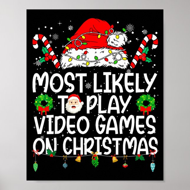 Affiche Plus susceptible de jouer aux jeux vidéo à Noël (Devant)