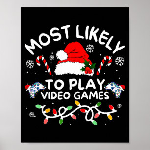 Affiche Plus susceptible de jouer aux jeux vidéo Noël Fami