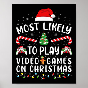 Affiche Plus susceptible de jouer aux jeux vidéo Xmas Fami