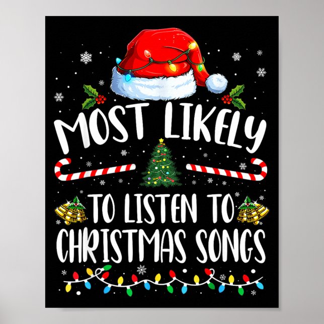 Affiche Plus susceptible d'écouter des chansons de Noël en (Devant)