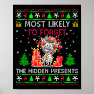 Affiche Plus susceptible d'oublier le Noël du zèbre caché