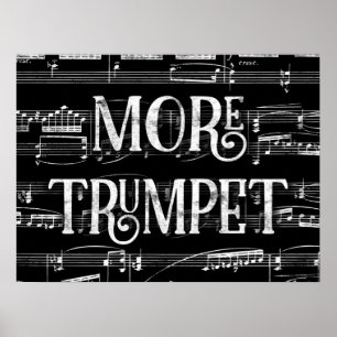 Affiche Plus Trumpet Chalkboard - Black White Music