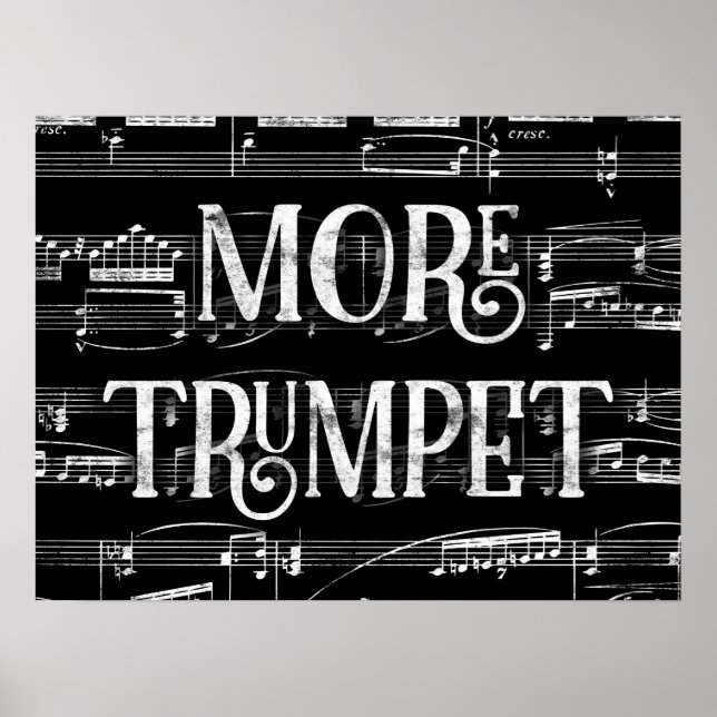 Affiche Plus Trumpet Chalkboard - Black White Music (Devant)