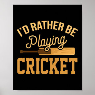 Affiche Plutôt jouer au cricket drôle maillot match tourno