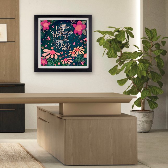 Affiche Plutôt rose floral ne comparez pas les citations i (Créateur téléchargé)