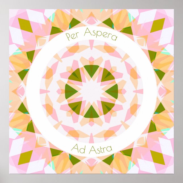 Affiche Plutôt Rose Vert Par Aspera Ad Astra Motivation (Devant)