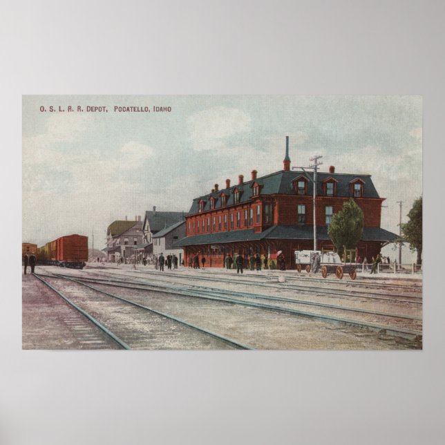 Affiche Pocatello, ID - Trains & People Around Train (Devant)