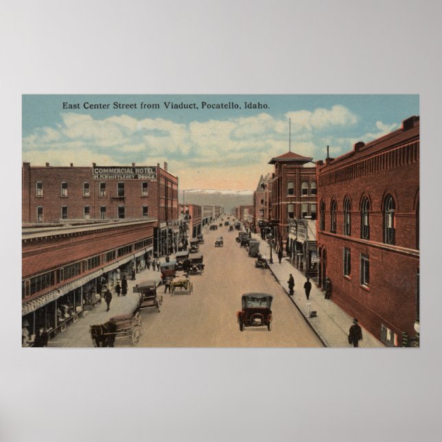 Affiche Pocatello, ID - Vue du centre E. (Devant)