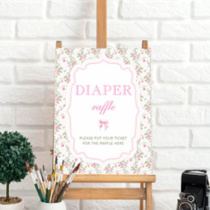 Affiche Poche rose Vintage Baby shower floral Déchets Raff