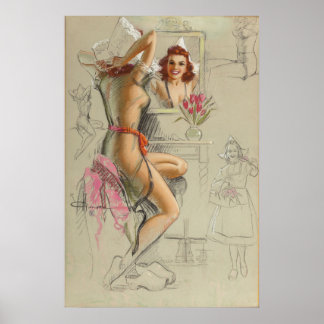 Affiche Poche vintage pour fille