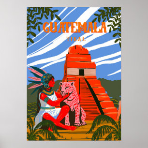 Affiche Pochette de voyage en tikal au Guatemala