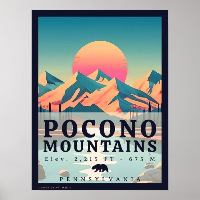 Affiche Pocono Mountains Pennsylvanie Souvenirs Vintages (Devant)