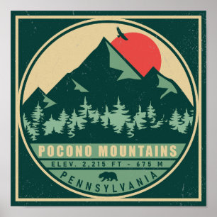 Affiche Poconos PA Retro Sunset Souvenir Vintage Cadeau