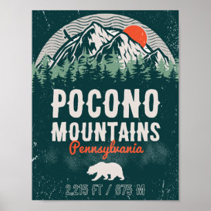 Affiche Poconos Pennsylvania PA Mountain Cadeau Retro