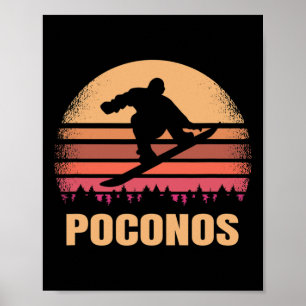 Affiche Poconos Pennsylvania Snowboard Vintage extérieur