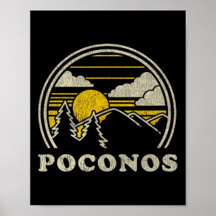 Affiche Poconos Pennsylvanie Pa T Shirt Vintage Randonnée