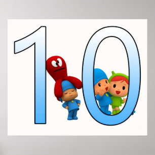 Affiche Pocoyo drôle anniversaire de enfant 10ème garçon e